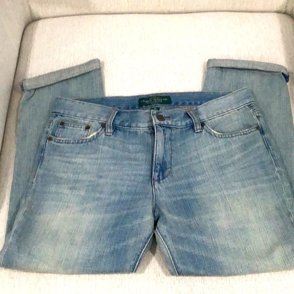 NWOT RALPH LAUREN Light Distressed Relaxed Fit Ankle Jeans Petite